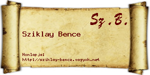 Sziklay Bence névjegykártya